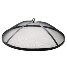 Load image into Gallery viewer, Sun Joe SJFP28-STN-CS 28-Inch Cast Stone Base, Wood Burning 24-Inch Fire Pit w/Dome Screen and Poker, Charcoal Gray
