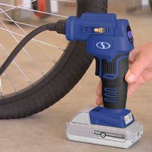 Load image into Gallery viewer, Sun Joe AIRJ24C-SJB Portable Digital Cordless Air Compressor with Nozzle Adapters and Case | 24-Volt | 2.0-Ah (Blue)