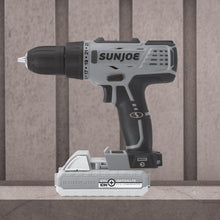 Load image into Gallery viewer, Sun Joe 24V-DD-LTE-BLK 24-Volt iON+ Cordless Drill Driver Kit | W/ 2.0-Ah Battery and Charger (Black)