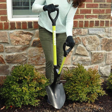 Load image into Gallery viewer, Sun Joe SJ-SHLV06 Shovelution Strain Reducing Utility Digging Shovel w/Spring Assist Handle | 44 in | Round Point | D-Handle
