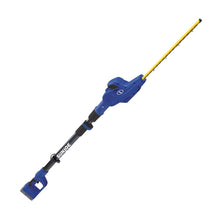 Load image into Gallery viewer, Sun Joe 20VIONLT-PHT17-SJB 20-Volt iON Cordless Telescoping Pole Hedge Trimmer Kit | 17-inch | Dual Action | W/ 2.5-Ah Battery and Charger (Blue)
